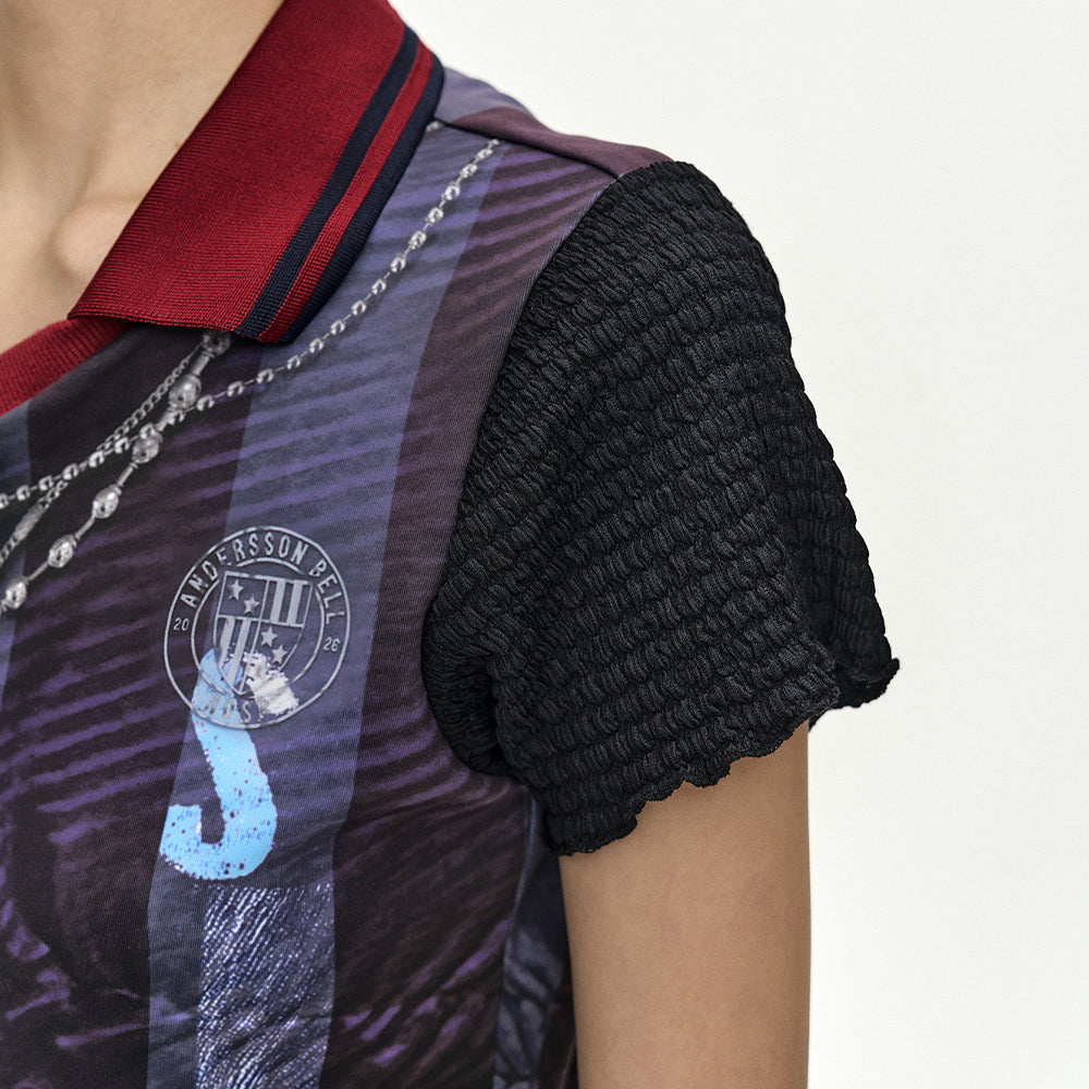 ADSB ANDERSSON BELL VINTAGE PRINTED COLLAR TOP atb1561w(NAVY/WINE)
