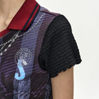 ADSB ANDERSSON BELL VINTAGE PRINTED COLLAR TOP atb1561w(NAVY/WINE)