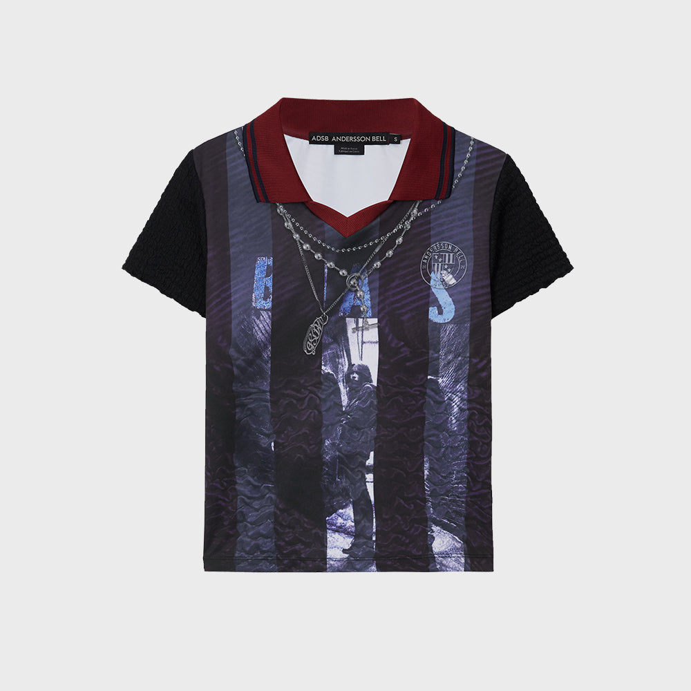 ADSB ANDERSSON BELL VINTAGE PRINTED COLLAR TOP atb1561w(NAVY/WINE)