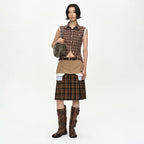 ADSB ANDERSSON BELL CHECK SLEEVELESS SHIRT atb1569w(BROWN)