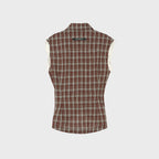 ADSB ANDERSSON BELL CHECK SLEEVELESS SHIRT atb1569w(BROWN)