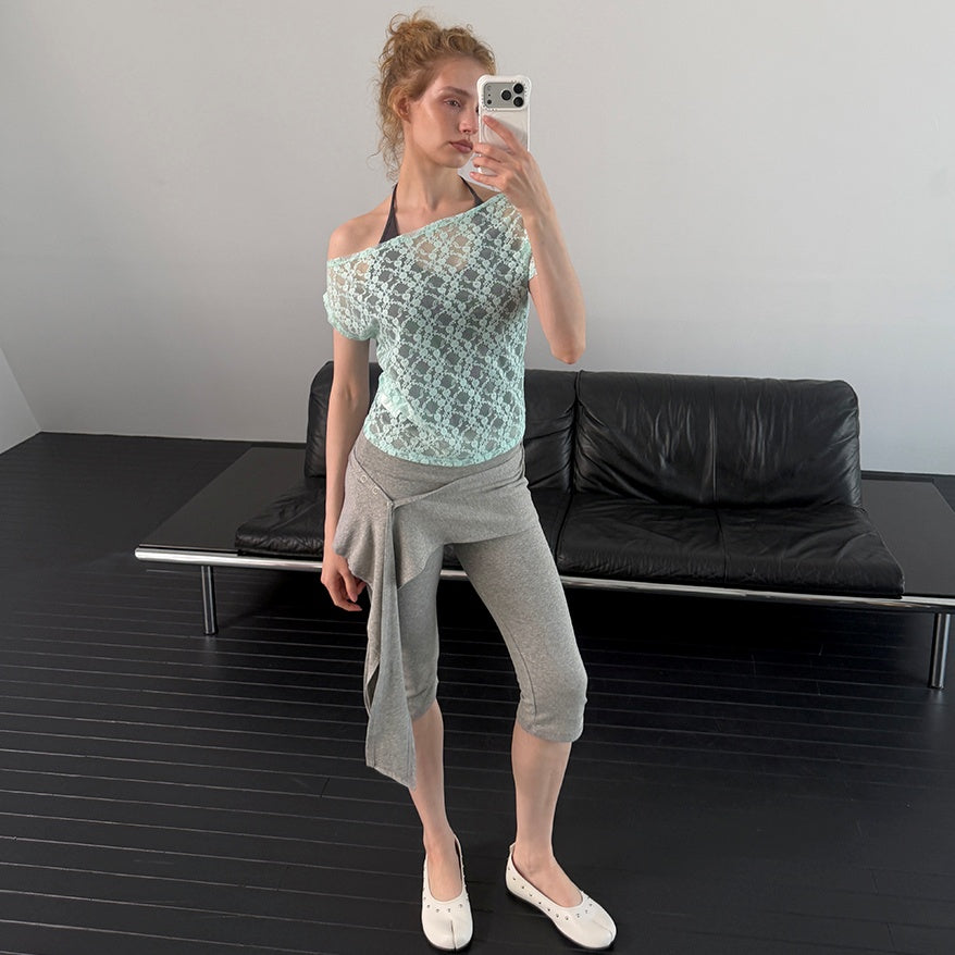 ASURA LACE ONE-SHOULDER T (MINT)
