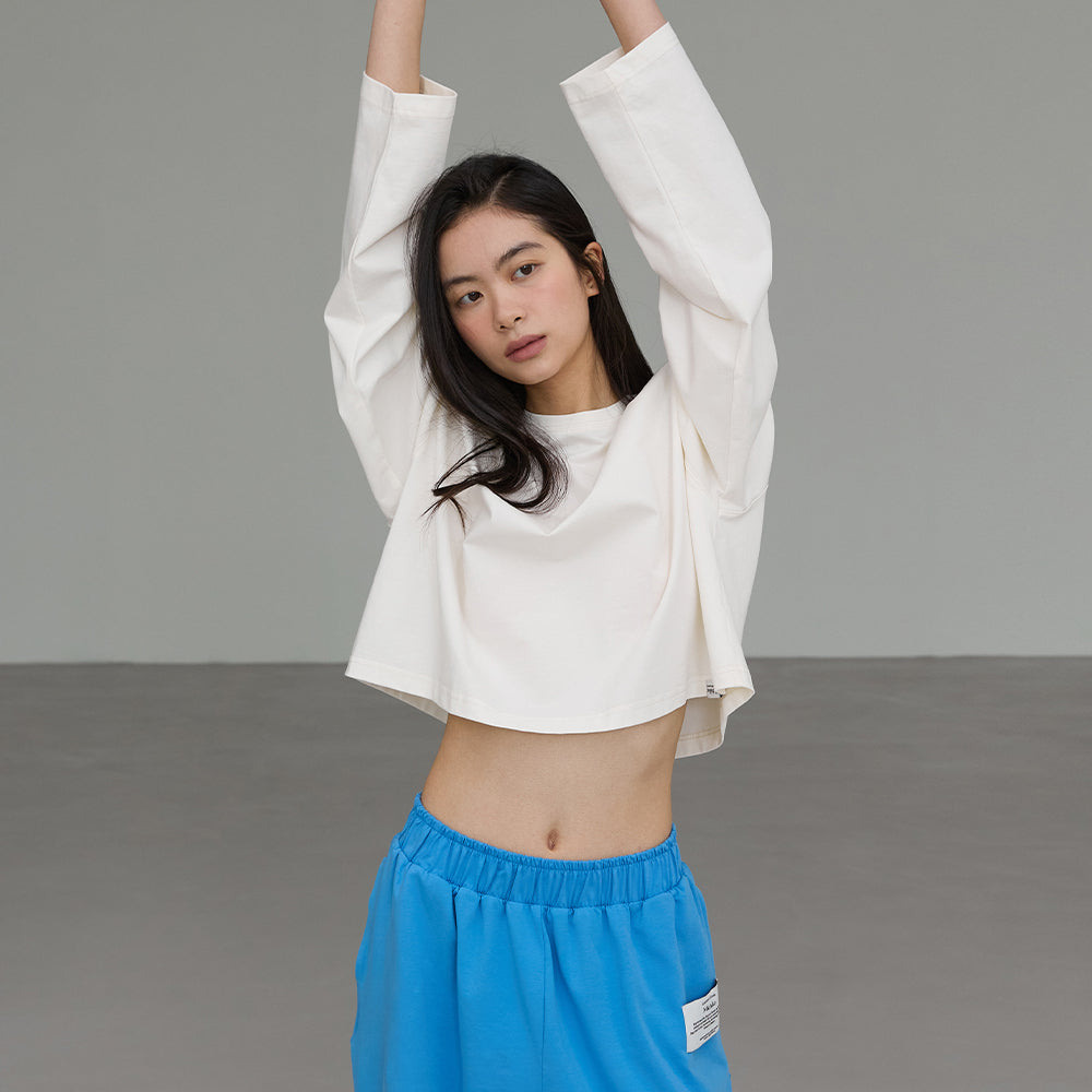 MICHIKO LONDON KOSHINO Silky Textured Cotton Tee Cream ivory (2 type)