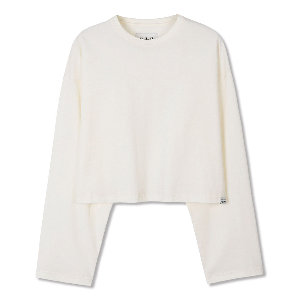 MICHIKO LONDON KOSHINO Silky Textured Cotton Tee Cream ivory (2 type)