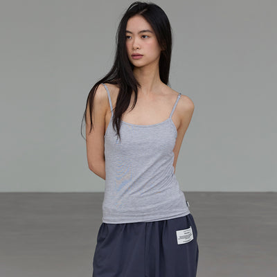(Cap built in) Basic Modal Sleeveless Melange gray