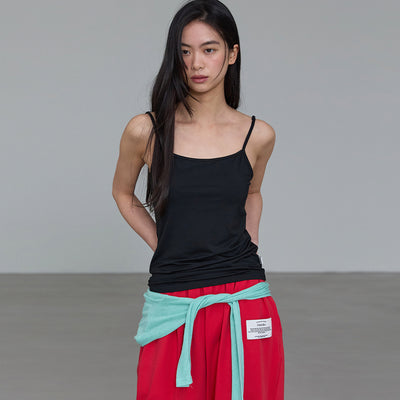 (Cap built in) Basic Modal Sleeveless Black