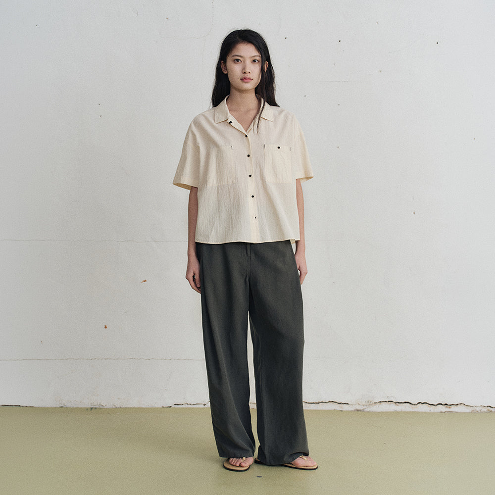 MONOCHROME yona button half shirt (2color)