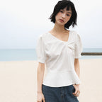 DEHEVE Unbalanced Twist Blouse [Ivory]