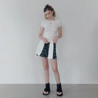 TWEE Ento slim shirring short sleeve t-shirt (muffler set)
