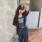 LUCKY CHOUETTE [CASPER X CHOUETTIES] Pocket Graphic Point Denim Blouse (dark blue) LAPDX26900BUD