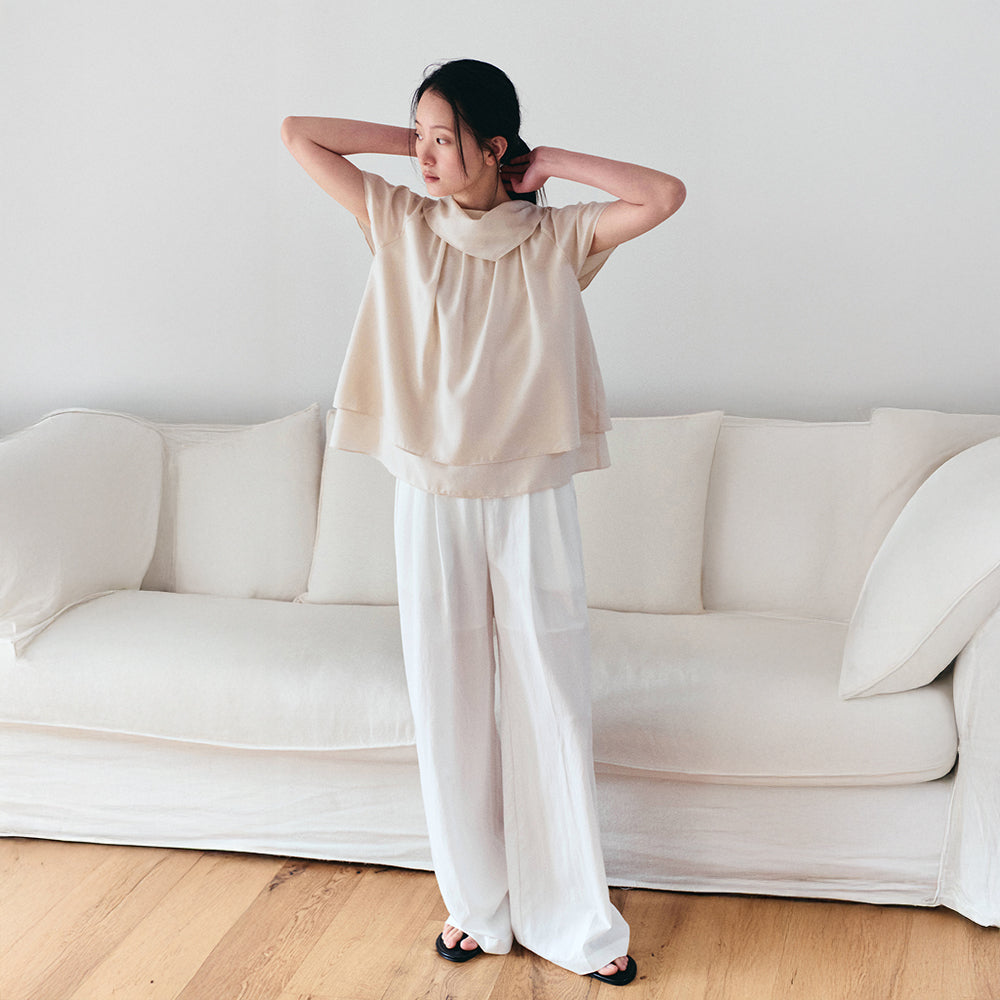 TOWAV YEN FLARE BLOUSE_BEIGE
