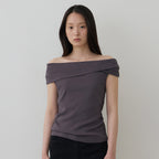 TOWAV NUVE OFF SHOULDER TEE_CHARCOAL