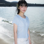 RoséFrantz Round Collar Short Sleeve Blouse [Sky Blue]