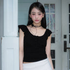RoséFrantz Ribbon Shirring Sleeveless [Black]