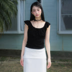 RoséFrantz Ribbon Shirring Sleeveless [Black]