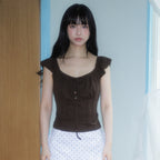 RoséFrantz Ribbon Shirring Sleeveless [Brown]