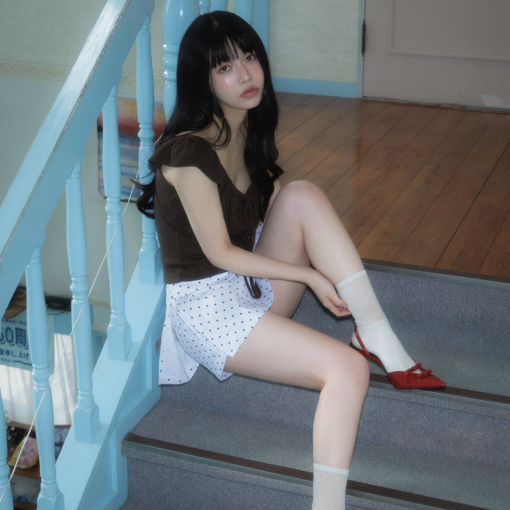 RoséFrantz Ribbon Shirring Sleeveless [Brown]