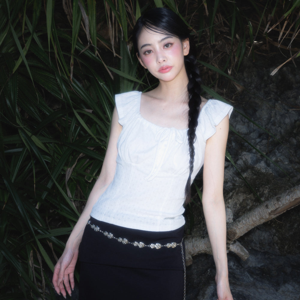 RoséFrantz Ribbon Shirring Sleeveless [Ivory]