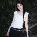 RoséFrantz Ribbon Shirring Sleeveless [Ivory]