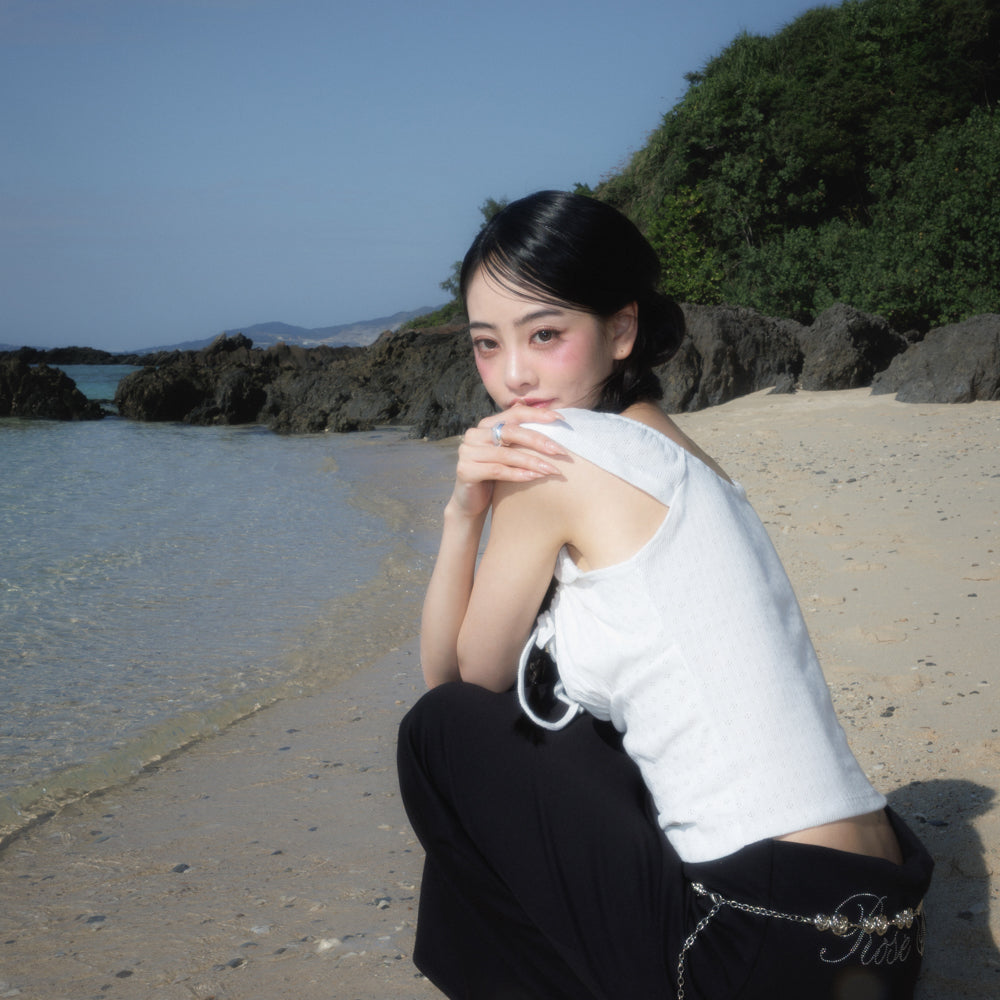RoséFrantz Ribbon Shirring Sleeveless [Ivory]