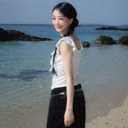 RoséFrantz Ribbon Shirring Sleeveless [Ivory]