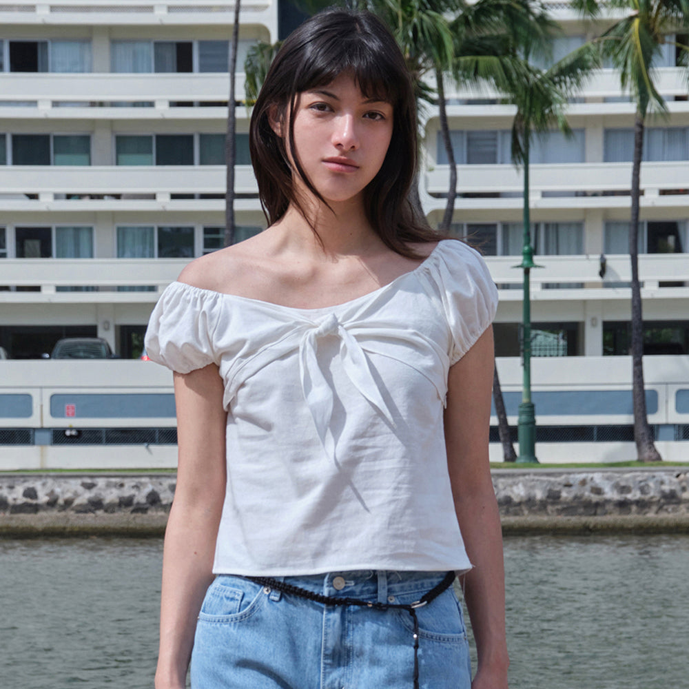 SOMEWHEREBUTTER [7th] Muet Ribbon Blouse - Ivory
