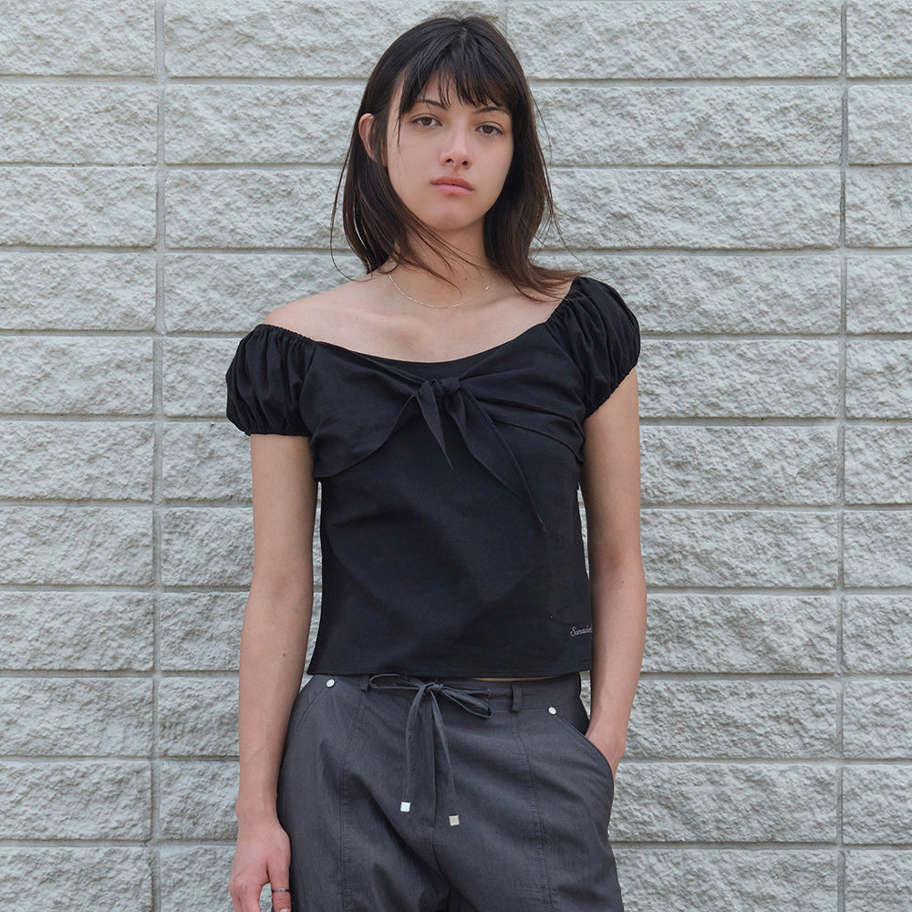 SOMEWHEREBUTTER [2nd] Muet Ribbon Blouse - Black
