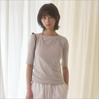 MANGOMANYPLEASE NOON HALTER TEE_CREAMY GREY