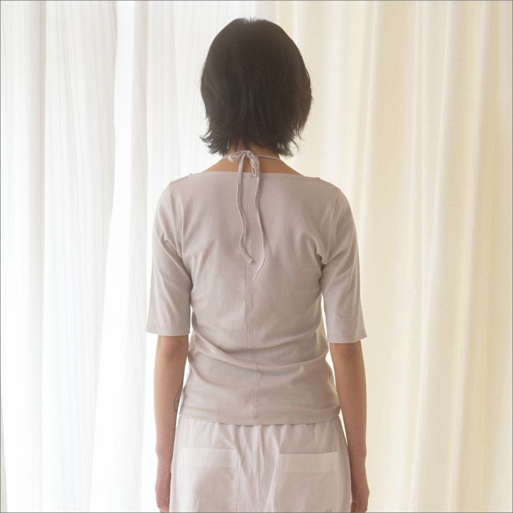 MANGOMANYPLEASE NOON HALTER TEE_CREAMY GREY