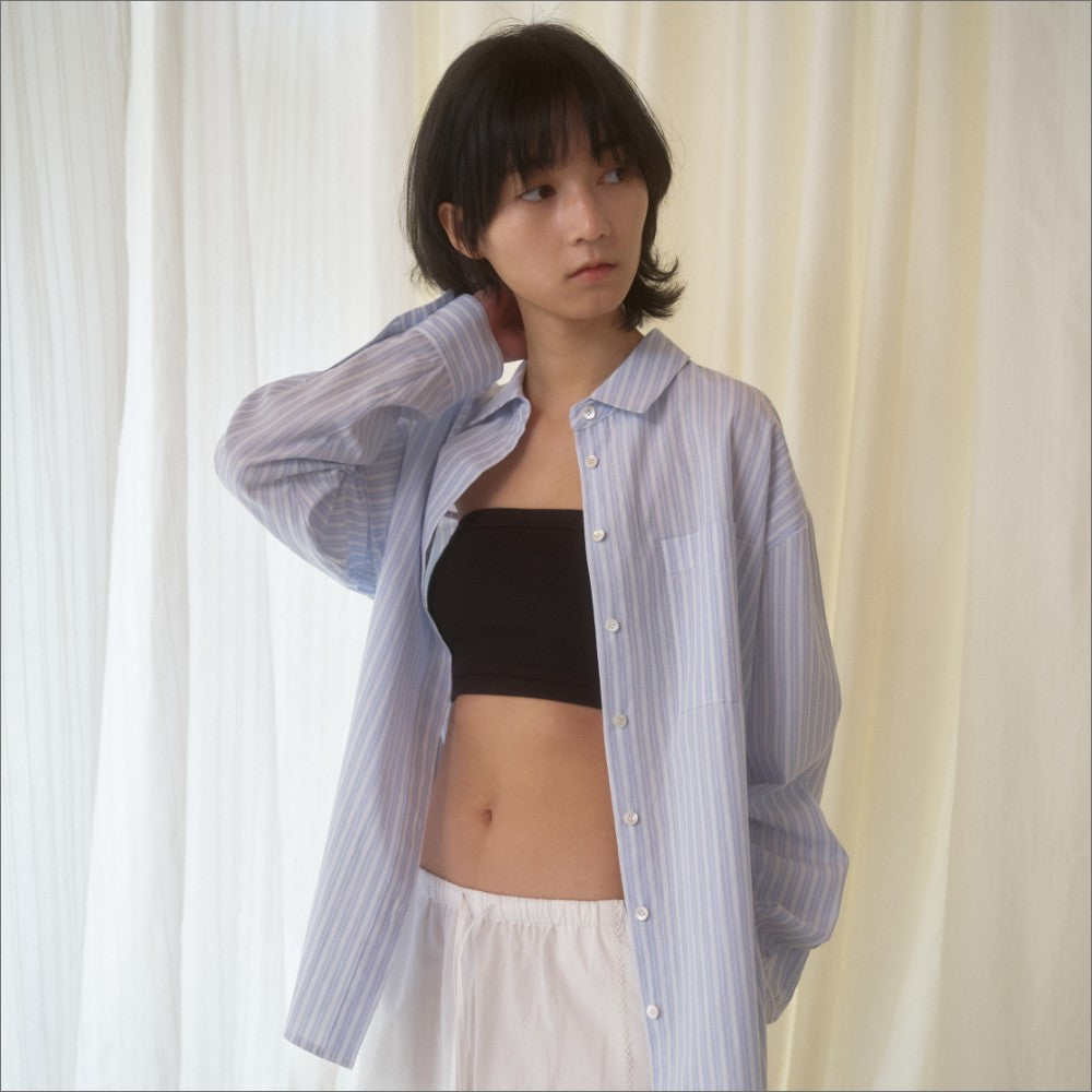 MANGOMANYPLEASE MOOR SUMMER SHIRT_BLUE STRIPE