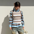 ADSB ANDERSSON BELL HAIR BRAID STRIPE COLLAR T-SHIRT atb1264w(BLUE)