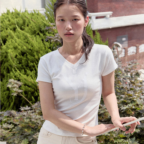 Yuje [NEW COLOR] LOGO V NECK TOP (5color,2size)