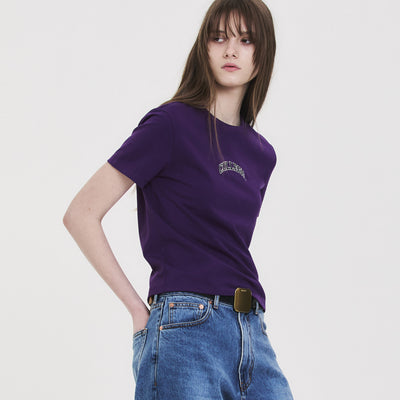 COLLEGE CROPPED T-SHIRT PURPLE