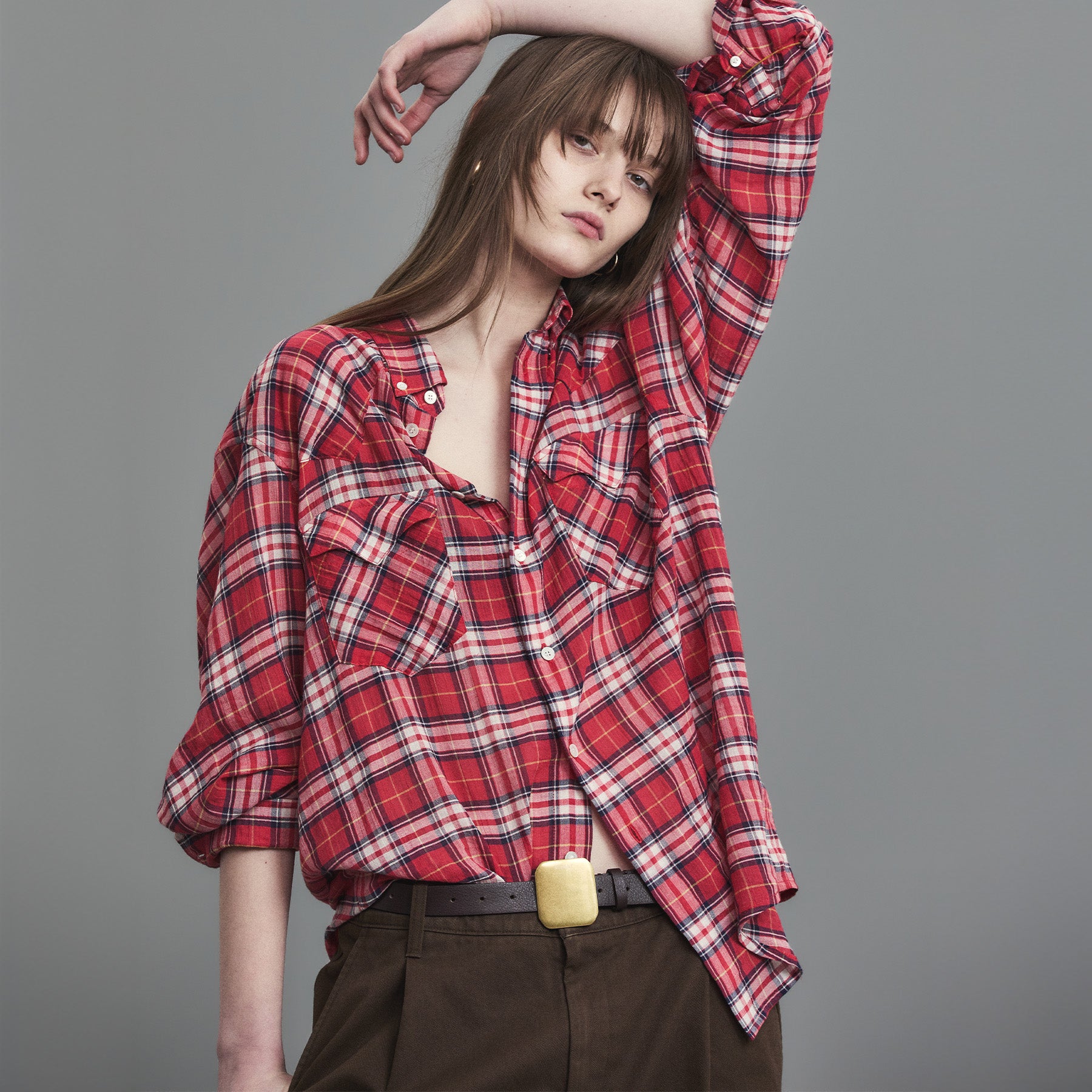 NOHANT SOFT SHEER CHECK SHIRT RED