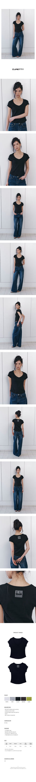 CURETTY C 90S LINE V-NECK HALF-SLEEVE T-SHIRT_BLACK