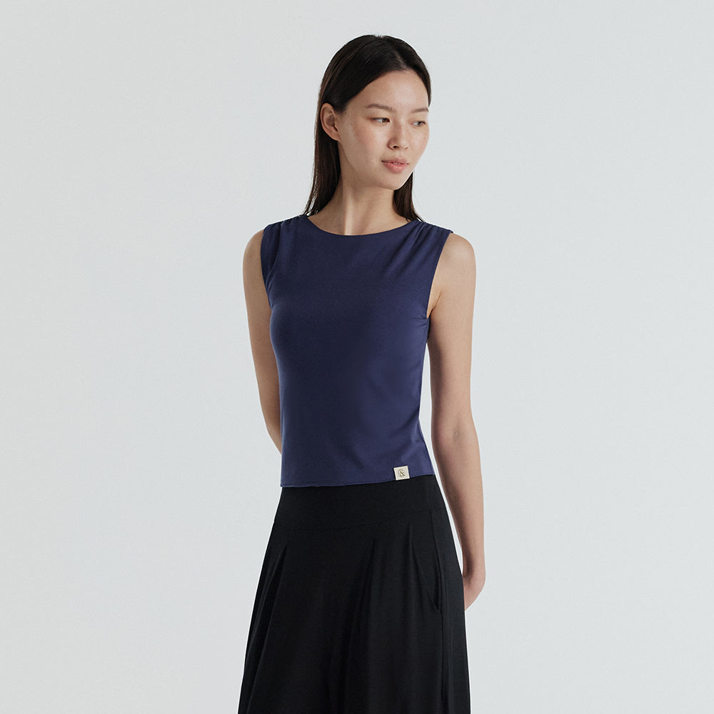 FRONT2LINE Vanda shoulder shirring top
