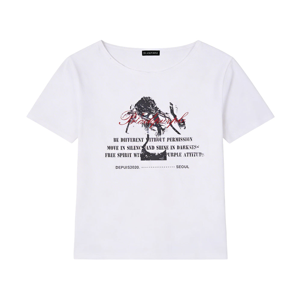 BLACKPURPLE Muse Off-Shoulder Tee_White
