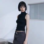 VOONT Shirring High Neck Sleeveless (BLACK)