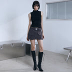 VOONT Shirring High Neck Sleeveless (BLACK)