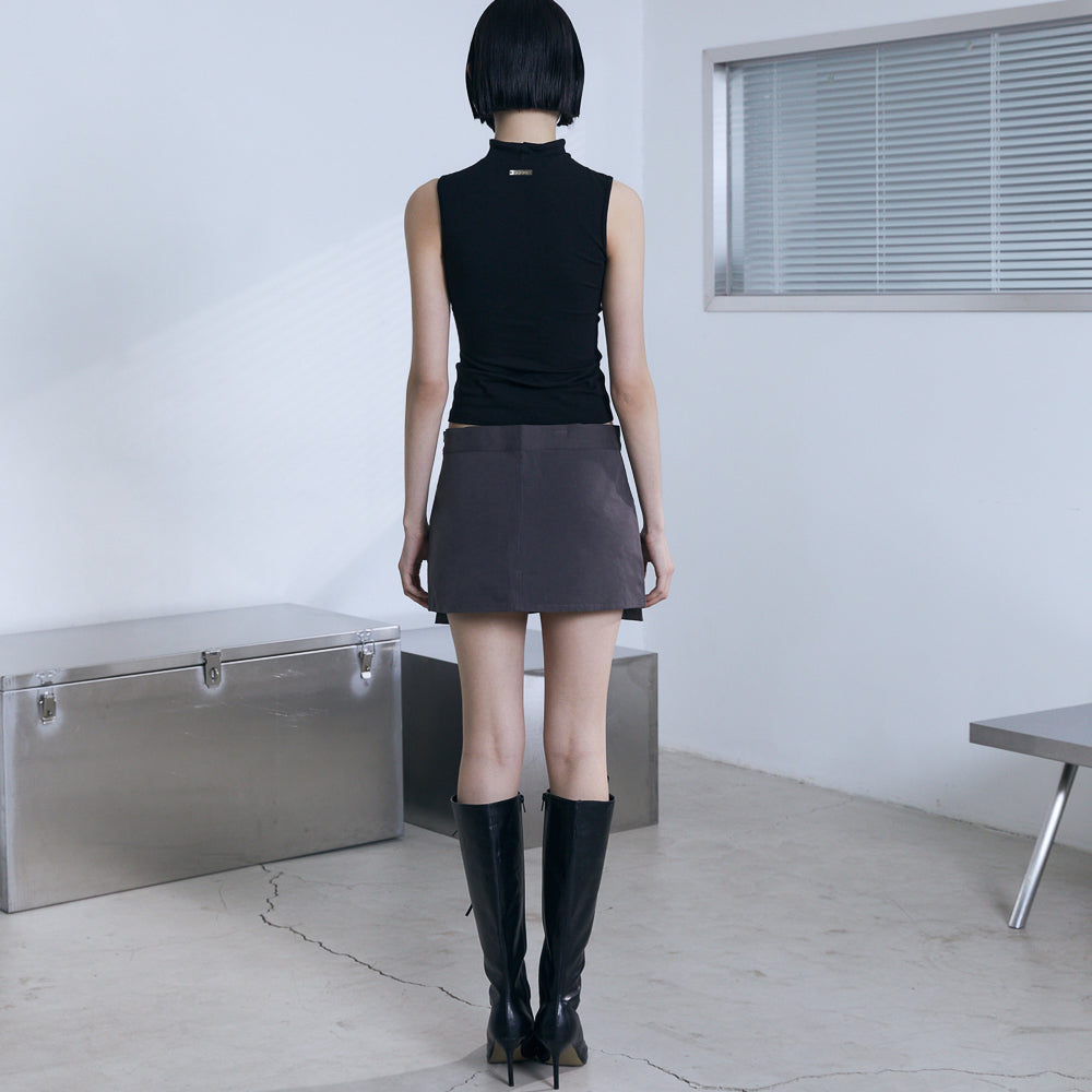 VOONT Shirring High Neck Sleeveless (BLACK)