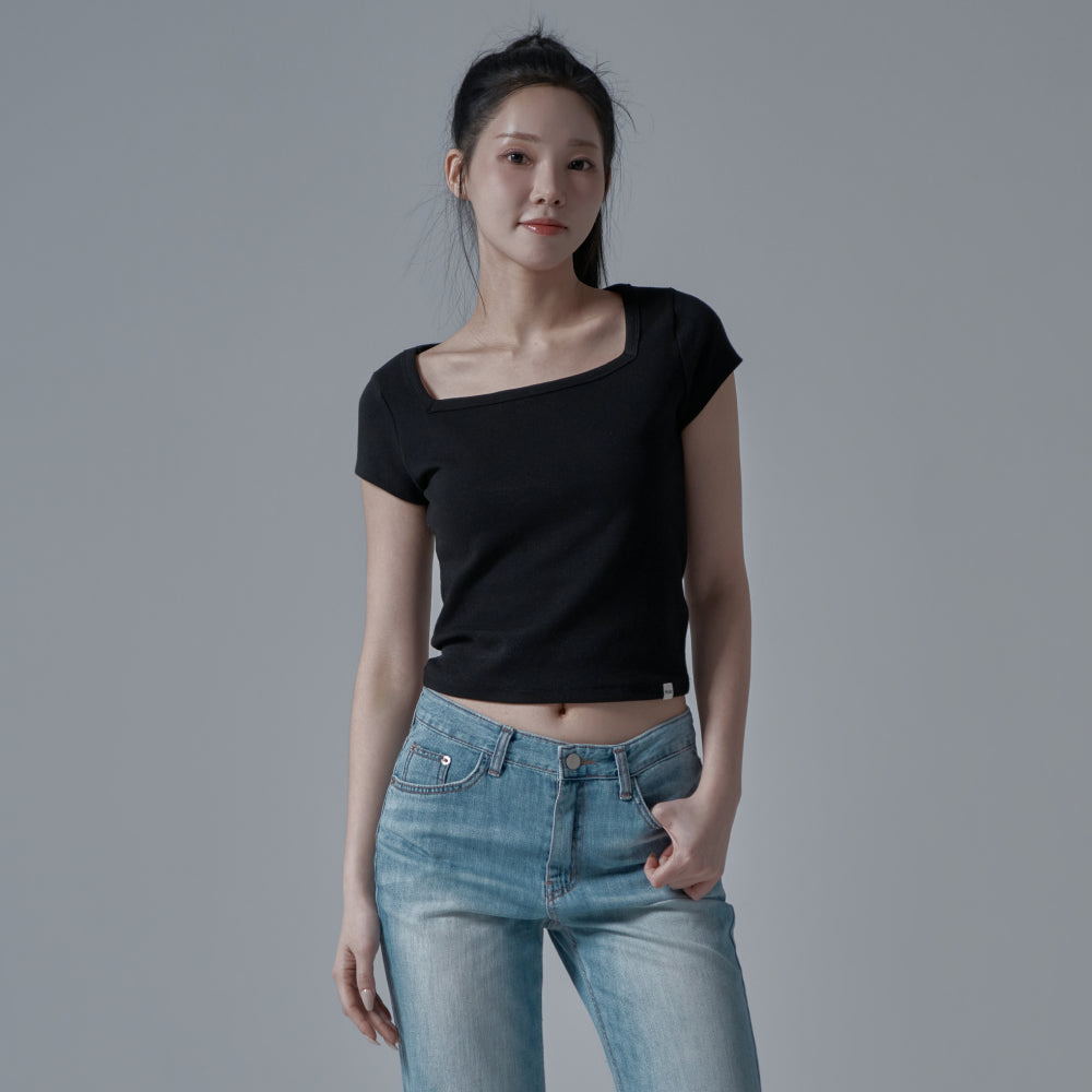 WAAR WT-62 Square neck short sleeve t-shirt_black