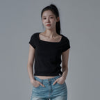 WAAR WT-62 Square neck short sleeve t-shirt_black