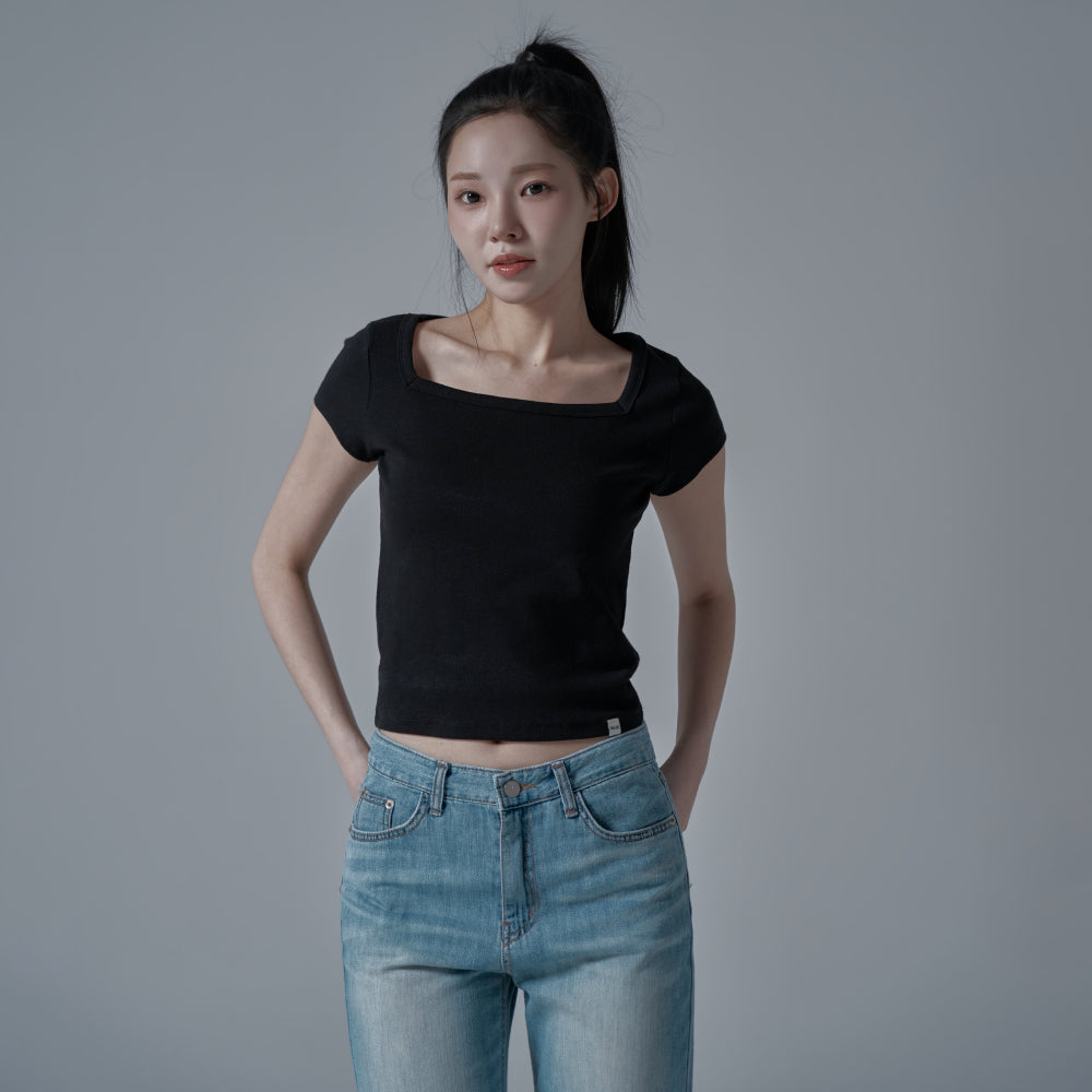 WAAR WT-62 Square neck short sleeve t-shirt_black