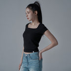 WAAR WT-62 Square neck short sleeve t-shirt_black