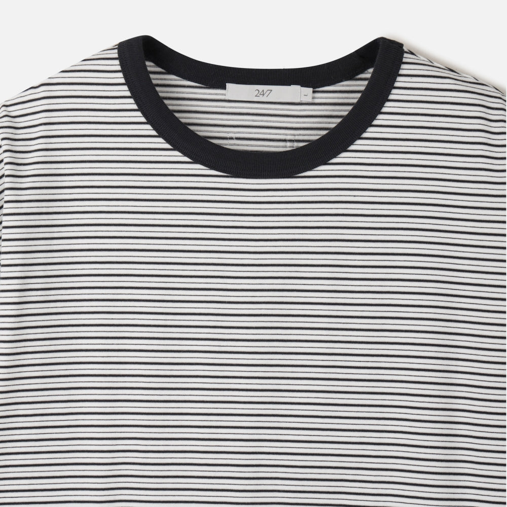24/7 series USA COTTON 32S/2 MULTI STRIPE TEE WHITE (247)