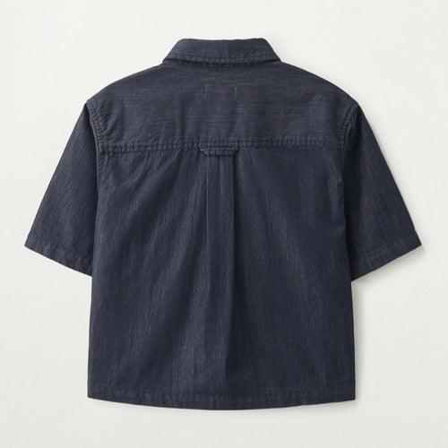 SATUR (W) Light weight denim pocket half shirt indigo