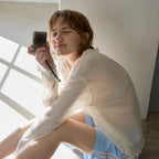 WIOE Boat Neck Sheer Top_Ivory