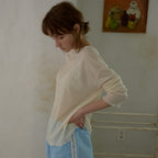 WIOE Boat Neck Sheer Top_Ivory