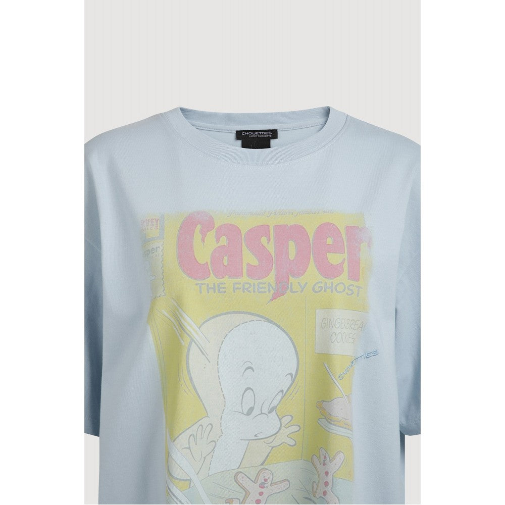 LUCKY CHOUETTE [CASPER X CHOUETTIES] Casper Graphic Loose Fit Short Sleeve T-Shirt (light blue) LATAX26900BUL