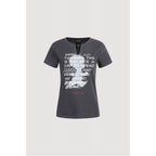 LUCKY CHOUETTE [CASPER X CHOUETTIES] Lettering Graphic Neck Slit Slim Fit T-Shirt (dark grey) LATAX26950GYD